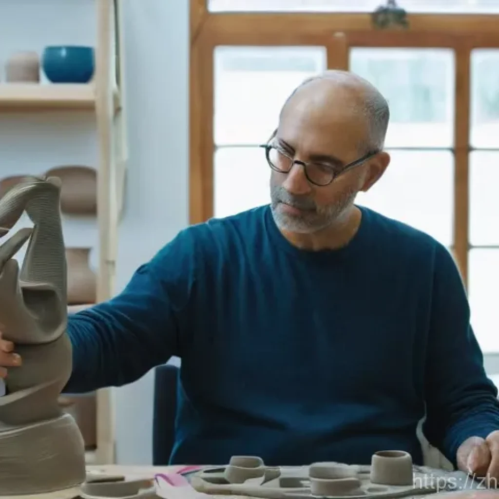 이스라엘에서의 예술 치료 프로그램 - **Prompt 1: Art Therapy - Veteran's Healing Through Sculpture**
"A male veteran in his late 40s,...