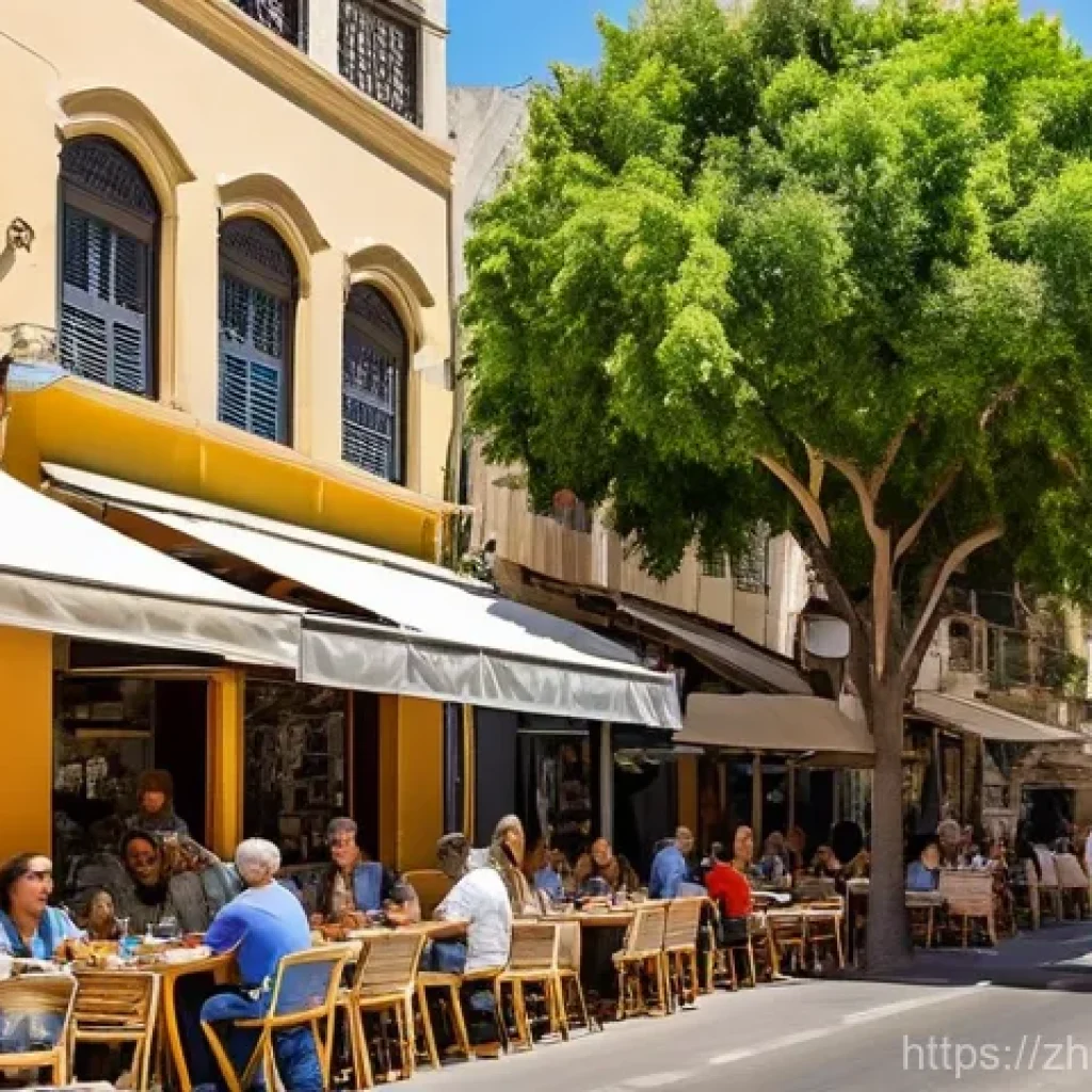 이스라엘에서의 LGBTQ 친화적인 장소 - **Tel Aviv's Inclusive Urban Vibe:**
"A vibrant and bustling street scene in Tel Aviv, reminisce...