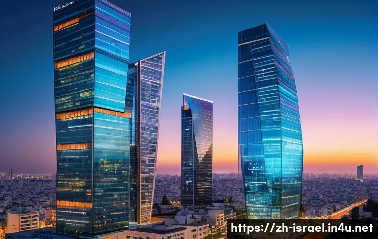 이스라엘에서의 국제 비즈니스 협력 - **Prompt:** A vibrant, futuristic cityscape at dusk, showcasing Tel Aviv's innovation hub. In the fo...
