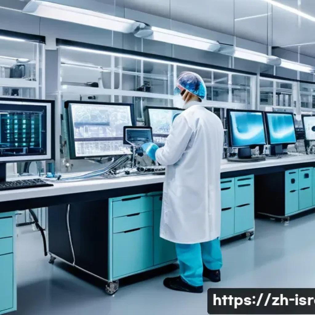 이스라엘의 주요 수입 상품 - A modern industrial scene showcasing a high-tech electronics manufacturing facility in Israel, with ...