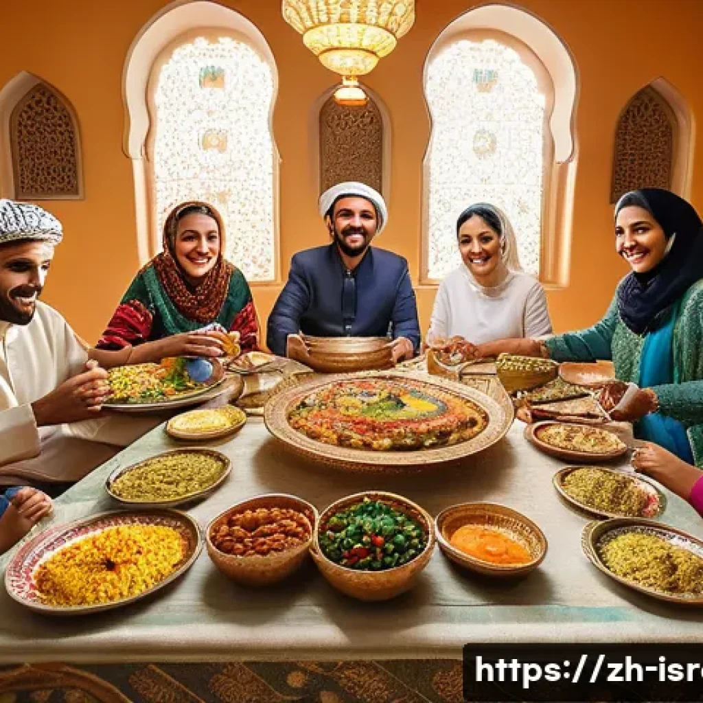 이스라엘의 아랍인 공동체 - A vibrant traditional Arab family gathering in a spacious home setting, featuring multiple generatio...