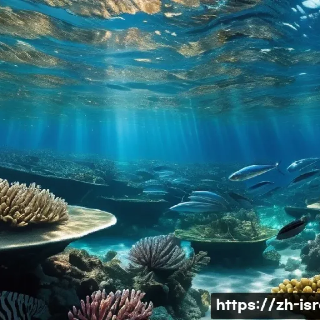 이스라엘의 주요 수산 자원 - A vibrant underwater scene showcasing a diverse Mediterranean coastal ecosystem near Israel, featuri...