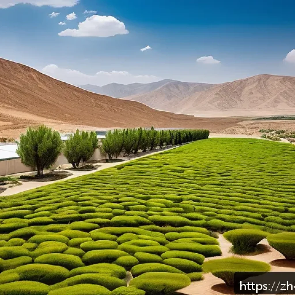 이스라엘의 생태 관광 산업 - A vibrant desert oasis in Israel showcasing a lush green landscape amidst arid surroundings, featuri...