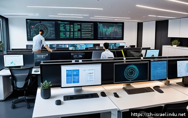 이스라엘의 벤처 캐피털 현황 - A modern Israeli high-tech startup office interior, bustling with diverse young professionals collab...