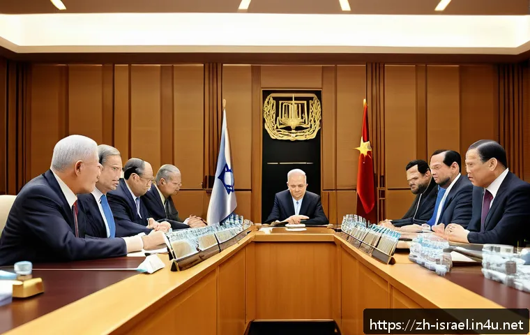 이스라엘의 정치적 분쟁 지역 - A detailed political scene depicting a tense coalition government meeting in Israel&rsquo;s Knesset, showc...