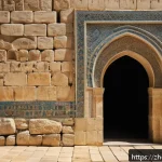 이스라엘의 고대와 현대 공존 건축물 - A detailed scene of Jerusalem&rsquo;s ancient stone walls under warm sunlight, showcasing thick limestone ...