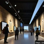 이스라엘 역사 박물관  예루살렘의 홀로코스트 박물관 - A detailed interior scene of the Jerusalem History Museum showcasing a diverse cultural exhibition h...